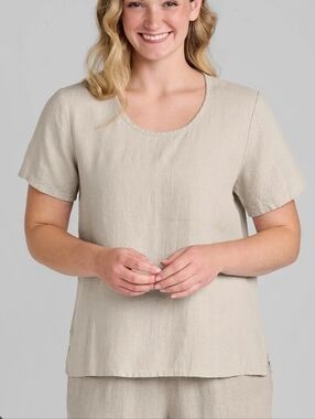 FLAX Fundamental Tee  Linen T Shirt Boho Tan